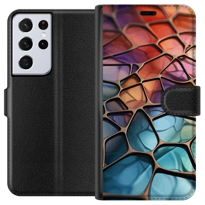 Plånboksfodral till Samsung Galaxy S21 Ultra 5G med Metalliskt mönster motiv i gruppen SMARTPHONE & SURFPLATTOR / Mobilskydd / Samsung hos TP E-commerce Nordic AB (A62424)