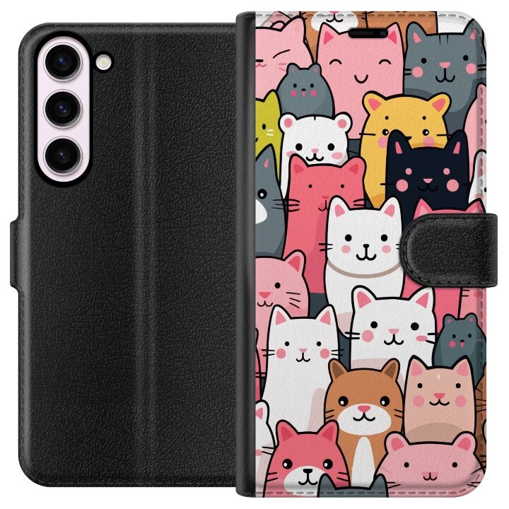 Plånboksfodral till Samsung Galaxy S23+ med Kattmönster motiv i gruppen SMARTPHONE & SURFPLATTOR / Mobilskydd / Samsung hos TP E-commerce Nordic AB (A62746)