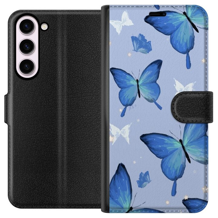 Plånboksfodral till Samsung Galaxy S23+ med Blå fjärillar motiv i gruppen SMARTPHONE & SURFPLATTOR / Mobilskydd / Samsung hos TP E-commerce Nordic AB (A62754)