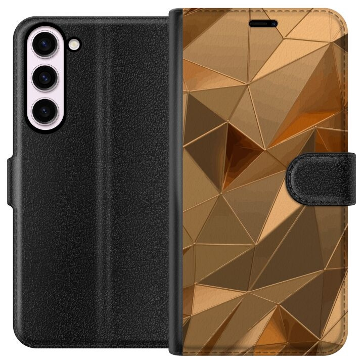 Plånboksfodral till Samsung Galaxy S23+ med 3D Guld motiv i gruppen SMARTPHONE & SURFPLATTOR / Mobilskydd / Samsung hos TP E-commerce Nordic AB (A62762)