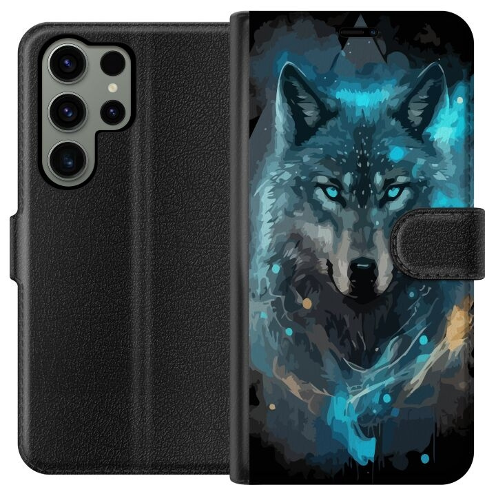Plånboksfodral till Samsung Galaxy S23 Ultra med Varg motiv i gruppen SMARTPHONE & SURFPLATTOR / Mobilskydd / Samsung hos TP E-commerce Nordic AB (A62797)