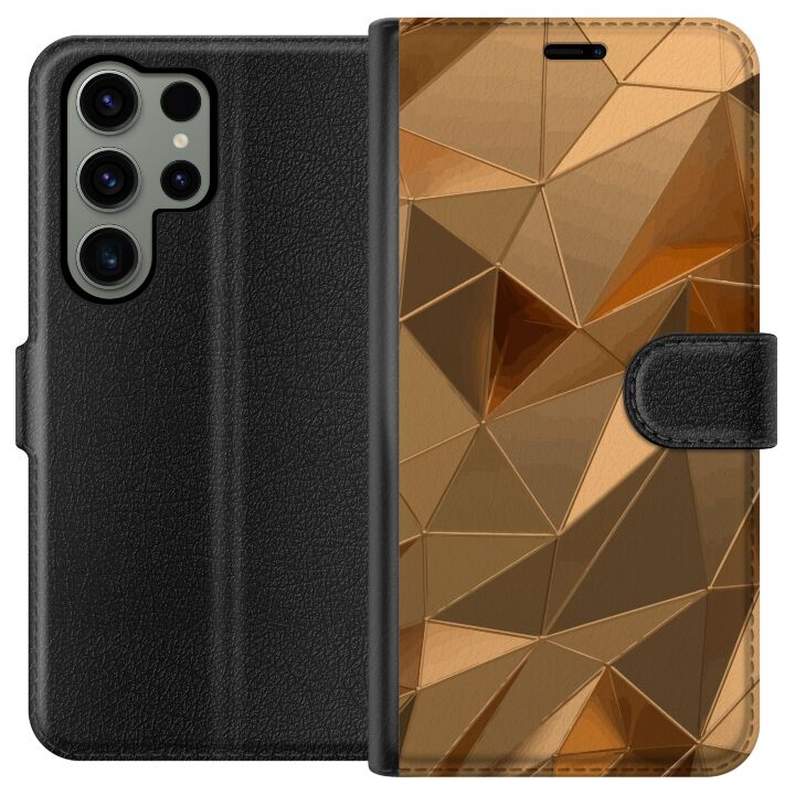Plånboksfodral till Samsung Galaxy S23 Ultra med 3D Guld motiv i gruppen SMARTPHONE & SURFPLATTOR / Mobilskydd / Samsung hos TP E-commerce Nordic AB (A62816)