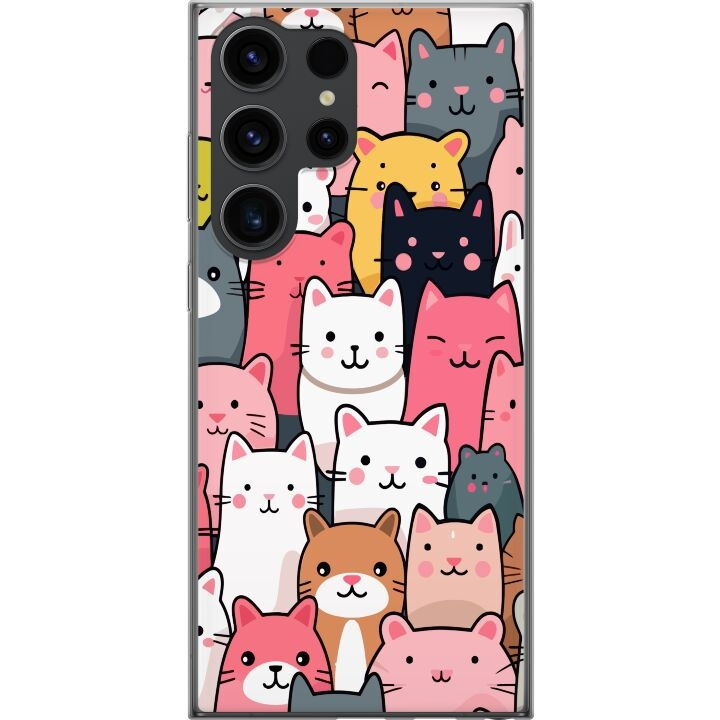 Mobilskal till Samsung Galaxy S24 Ultra med Kattmönster motiv i gruppen SMARTPHONE & SURFPLATTOR / Mobilskydd / Samsung hos TP E-commerce Nordic AB (A62989)