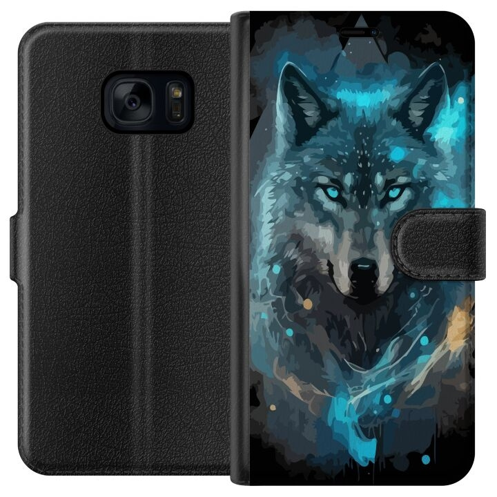Plånboksfodral till Samsung Galaxy S7 med Varg motiv i gruppen SMARTPHONE & SURFPLATTOR / Mobilskydd / Samsung hos TP E-commerce Nordic AB (A63067)