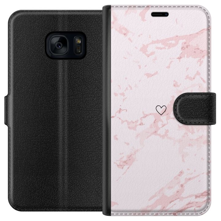 Plånboksfodral till Samsung Galaxy S7 med Rosa Hjärta motiv i gruppen SMARTPHONE & SURFPLATTOR / Mobilskydd / Samsung hos TP E-commerce Nordic AB (A63085)