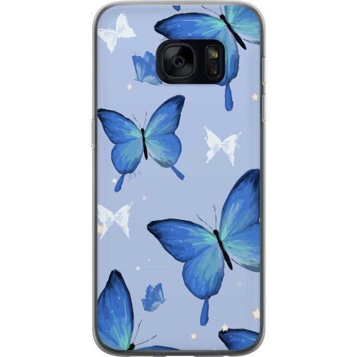 Mobilskal till Samsung Galaxy S7 med Blå fjärillar motiv i gruppen SMARTPHONE & SURFPLATTOR / Mobilskydd / Samsung hos TP E-commerce Nordic AB (A63105)