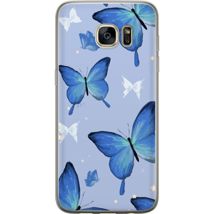 Mobilskal till Samsung Galaxy S7 edge med Blå fjärillar motiv i gruppen SMARTPHONE & SURFPLATTOR / Mobilskydd / Samsung hos TP E-commerce Nordic AB (A63132)