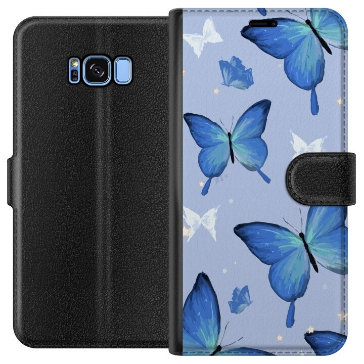 Plånboksfodral till Samsung Galaxy S8 med Blå fjärillar motiv i gruppen SMARTPHONE & SURFPLATTOR / Mobilskydd / Samsung hos TP E-commerce Nordic AB (A63159)