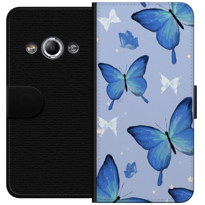 Plånboksfodral till Samsung Galaxy Xcover 3 med Blå fjärillar motiv i gruppen SMARTPHONE & SURFPLATTOR / Mobilskydd / Samsung hos TP E-commerce Nordic AB (A63348)