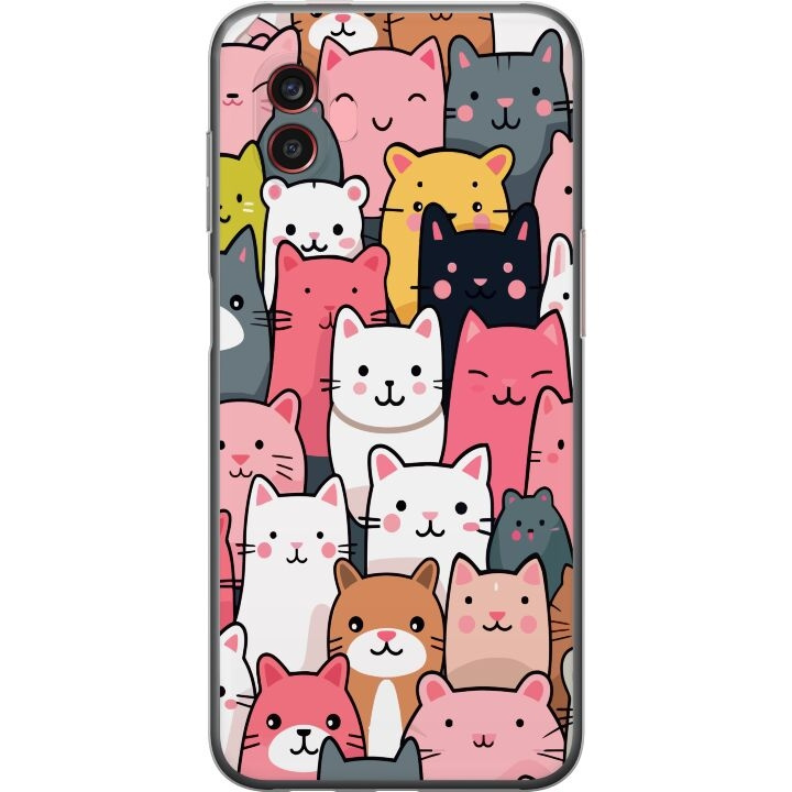 Mobilskal till Samsung Galaxy Xcover6 Pro med Kattmönster motiv i gruppen SMARTPHONE & SURFPLATTOR / Mobilskydd / Samsung hos TP E-commerce Nordic AB (A63475)