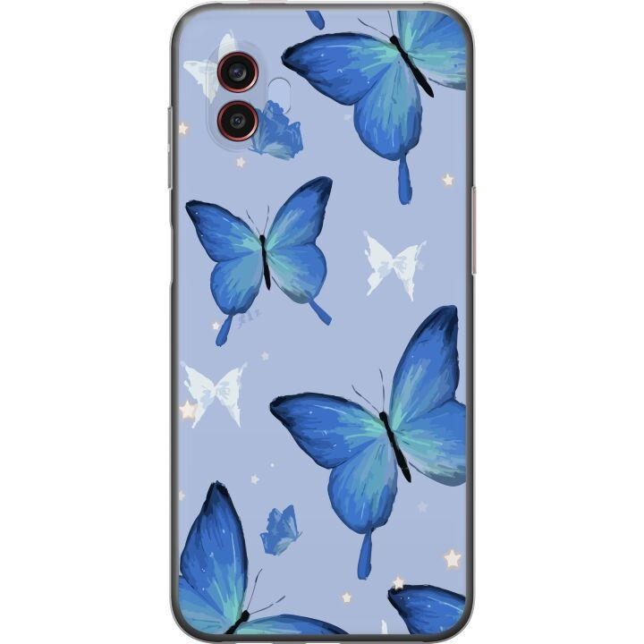Mobilskal till Samsung Galaxy Xcover6 Pro med Blå fjärillar motiv i gruppen SMARTPHONE & SURFPLATTOR / Mobilskydd / Samsung hos TP E-commerce Nordic AB (A63483)