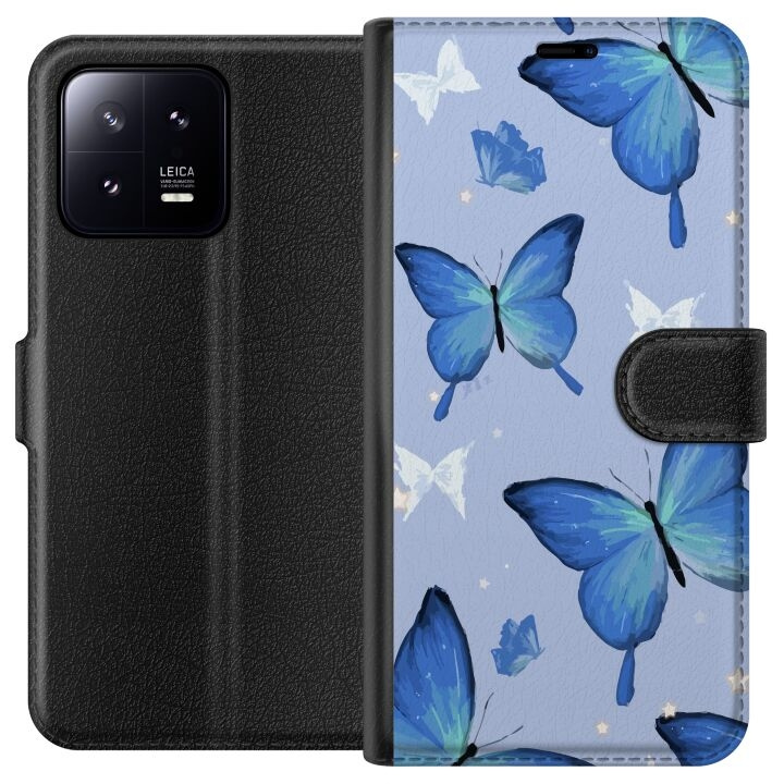 Plånboksfodral till Xiaomi 13 med Blå fjärillar motiv i gruppen SMARTPHONE & SURFPLATTOR / Mobilskydd / Xiaomi hos TP E-commerce Nordic AB (A64077)