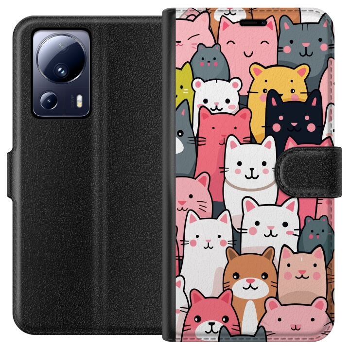 Plånboksfodral till Xiaomi 13 Lite med Kattmönster motiv i gruppen SMARTPHONE & SURFPLATTOR / Mobilskydd / Xiaomi hos TP E-commerce Nordic AB (A64123)