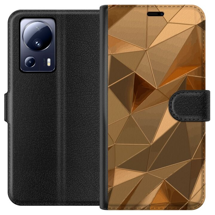 Plånboksfodral till Xiaomi 13 Lite med 3D Guld motiv i gruppen SMARTPHONE & SURFPLATTOR / Mobilskydd / Xiaomi hos TP E-commerce Nordic AB (A64139)