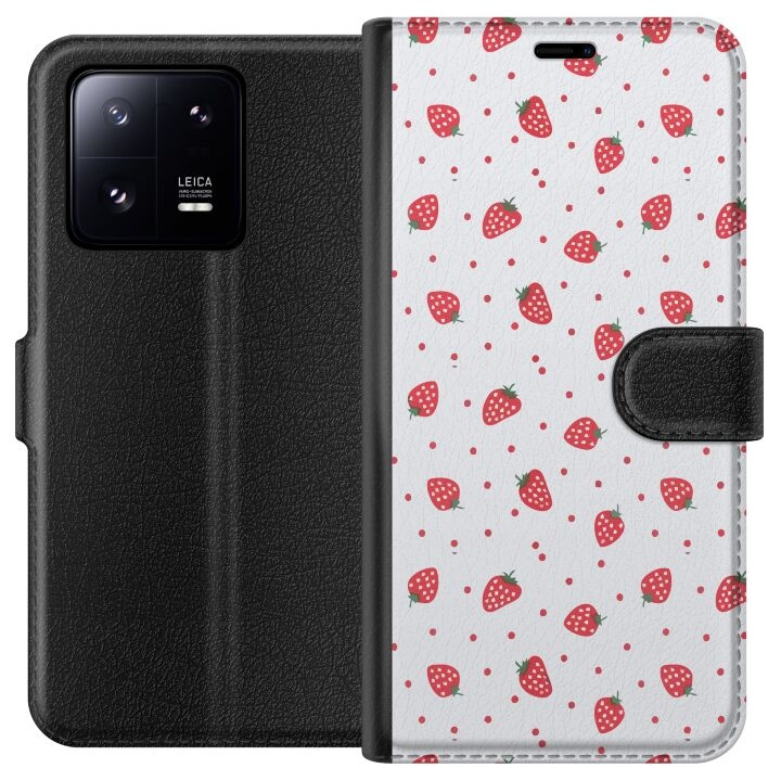 Plånboksfodral till Xiaomi 13 Pro med Jordgubbar motiv i gruppen SMARTPHONE & SURFPLATTOR / Mobilskydd / Xiaomi hos TP E-commerce Nordic AB (A64186)