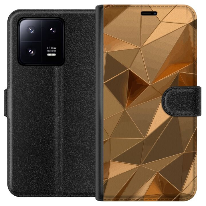 Plånboksfodral till Xiaomi 13 Pro med 3D Guld motiv i gruppen SMARTPHONE & SURFPLATTOR / Mobilskydd / Xiaomi hos TP E-commerce Nordic AB (A64193)