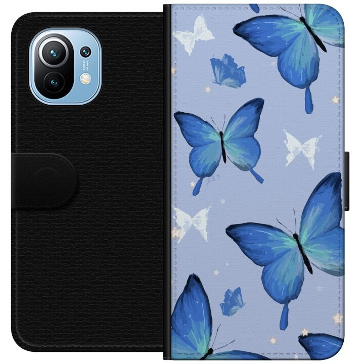 Plånboksfodral till Xiaomi Mi 11 med Blå fjärillar motiv i gruppen SMARTPHONE & SURFPLATTOR / Mobilskydd / Xiaomi hos TP E-commerce Nordic AB (A64752)