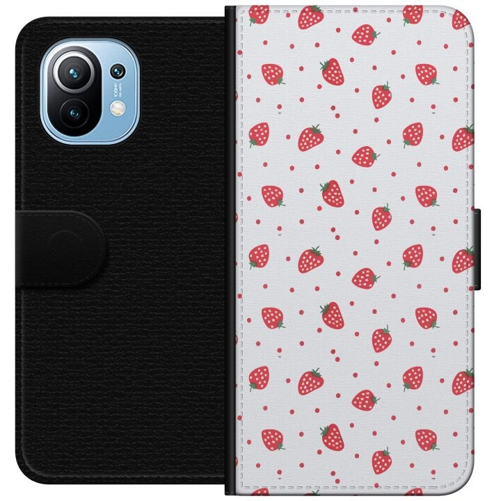 Plånboksfodral till Xiaomi Mi 11 med Jordgubbar motiv i gruppen SMARTPHONE & SURFPLATTOR / Mobilskydd / Xiaomi hos TP E-commerce Nordic AB (A64753)