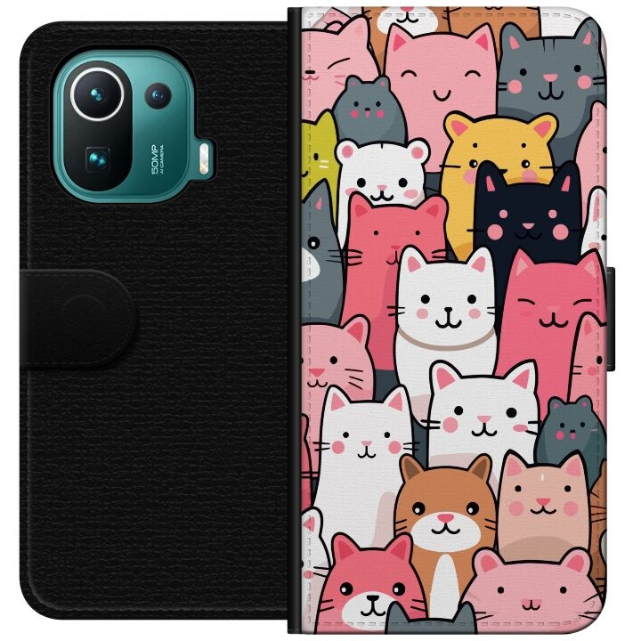 Plånboksfodral till Xiaomi Mi 11 Pro med Kattmönster motiv i gruppen SMARTPHONE & SURFPLATTOR / Mobilskydd / Xiaomi hos TP E-commerce Nordic AB (A64906)