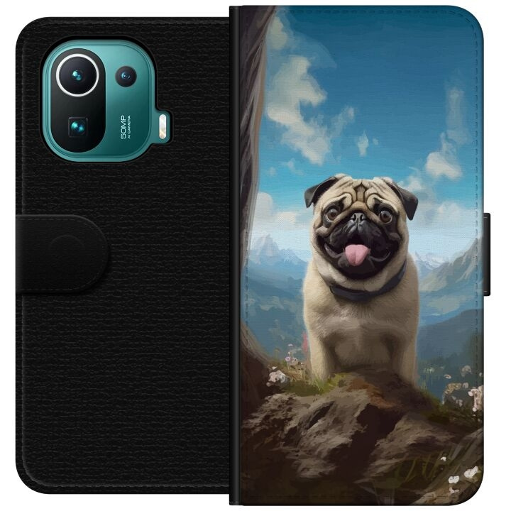 Plånboksfodral till Xiaomi Mi 11 Pro med Glad Hund motiv i gruppen SMARTPHONE & SURFPLATTOR / Mobilskydd / Xiaomi hos TP E-commerce Nordic AB (A64916)