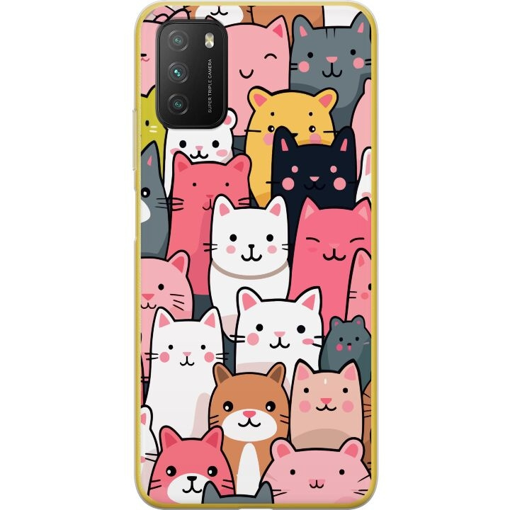 Mobilskal till Xiaomi Poco M3 med Kattmönster motiv i gruppen SMARTPHONE & SURFPLATTOR / Mobilskydd / Xiaomi hos TP E-commerce Nordic AB (A65311)
