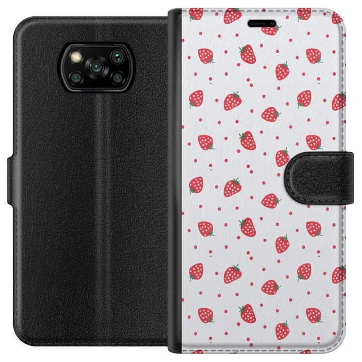 Plånboksfodral till Xiaomi Poco X3 NFC med Jordgubbar motiv i gruppen SMARTPHONE & SURFPLATTOR / Mobilskydd / Xiaomi hos TP E-commerce Nordic AB (A65374)