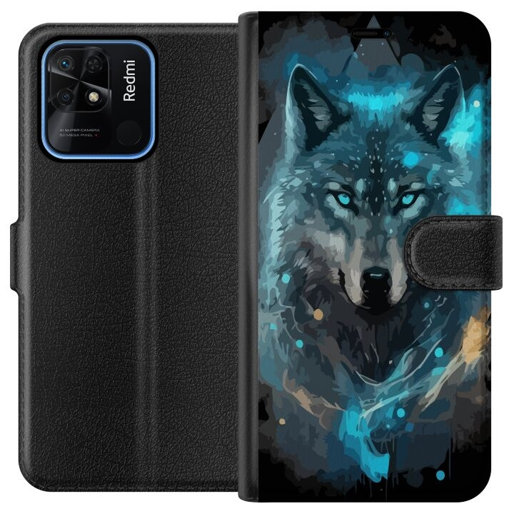 Plånboksfodral till Xiaomi Redmi 10C med Varg motiv i gruppen SMARTPHONE & SURFPLATTOR / Mobilskydd / Xiaomi hos TP E-commerce Nordic AB (A65497)