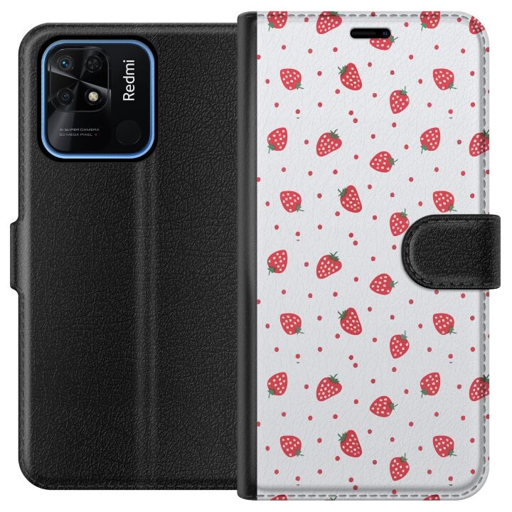 Plånboksfodral till Xiaomi Redmi 10C med Jordgubbar motiv i gruppen SMARTPHONE & SURFPLATTOR / Mobilskydd / Xiaomi hos TP E-commerce Nordic AB (A65509)