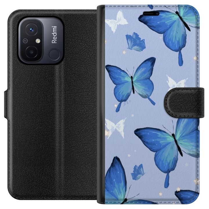 Plånboksfodral till Xiaomi Redmi 12C med Blå fjärillar motiv i gruppen SMARTPHONE & SURFPLATTOR / Mobilskydd / Xiaomi hos TP E-commerce Nordic AB (A65562)