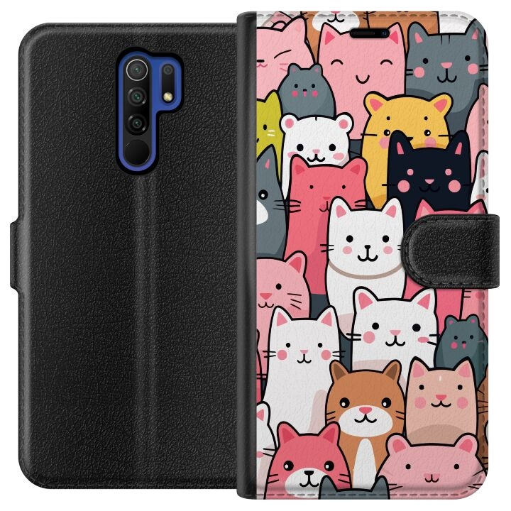 Plånboksfodral till Xiaomi Redmi 9 med Kattmönster motiv i gruppen SMARTPHONE & SURFPLATTOR / Mobilskydd / Xiaomi hos TP E-commerce Nordic AB (A65635)