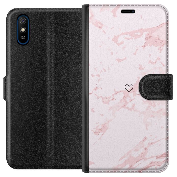 Plånboksfodral till Xiaomi Redmi 9A med Rosa Hjärta motiv i gruppen SMARTPHONE & SURFPLATTOR / Mobilskydd / Xiaomi hos TP E-commerce Nordic AB (A65704)
