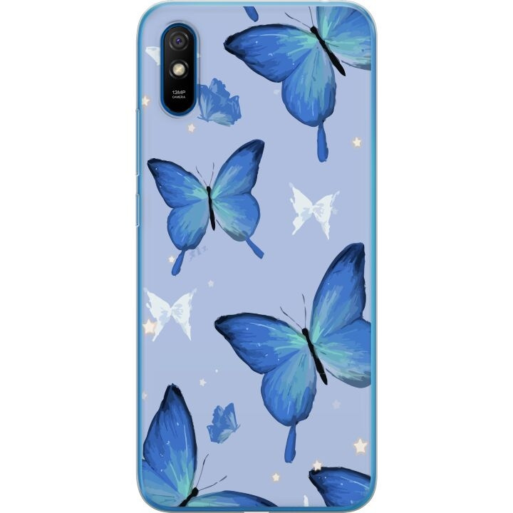 Mobilskal till Xiaomi Redmi 9A med Blå fjärillar motiv i gruppen SMARTPHONE & SURFPLATTOR / Mobilskydd / Xiaomi hos TP E-commerce Nordic AB (A65724)