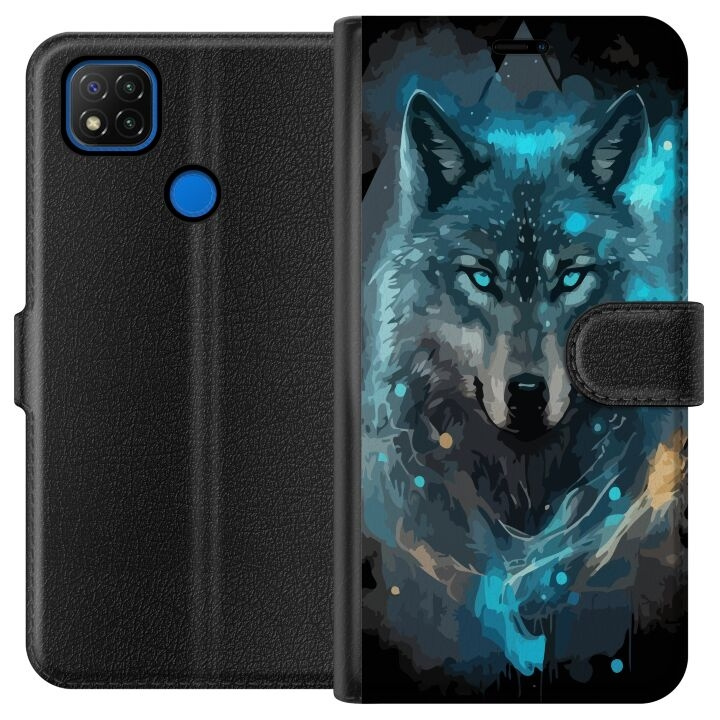 Plånboksfodral till Xiaomi Redmi 9C med Varg motiv i gruppen SMARTPHONE & SURFPLATTOR / Mobilskydd / Xiaomi hos TP E-commerce Nordic AB (A65767)
