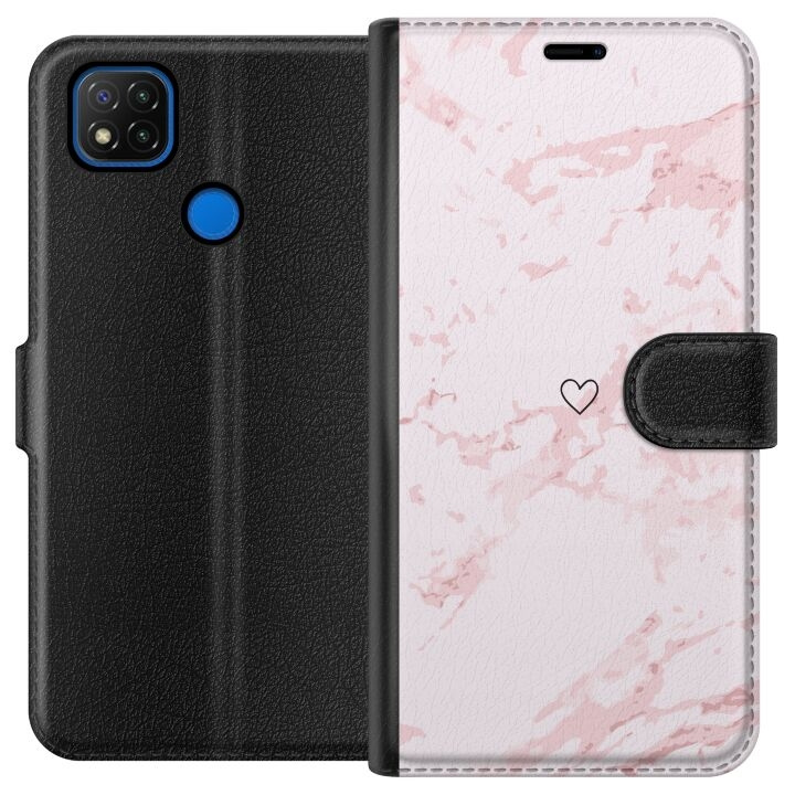 Plånboksfodral till Xiaomi Redmi 9C med Rosa Hjärta motiv i gruppen SMARTPHONE & SURFPLATTOR / Mobilskydd / Xiaomi hos TP E-commerce Nordic AB (A65785)