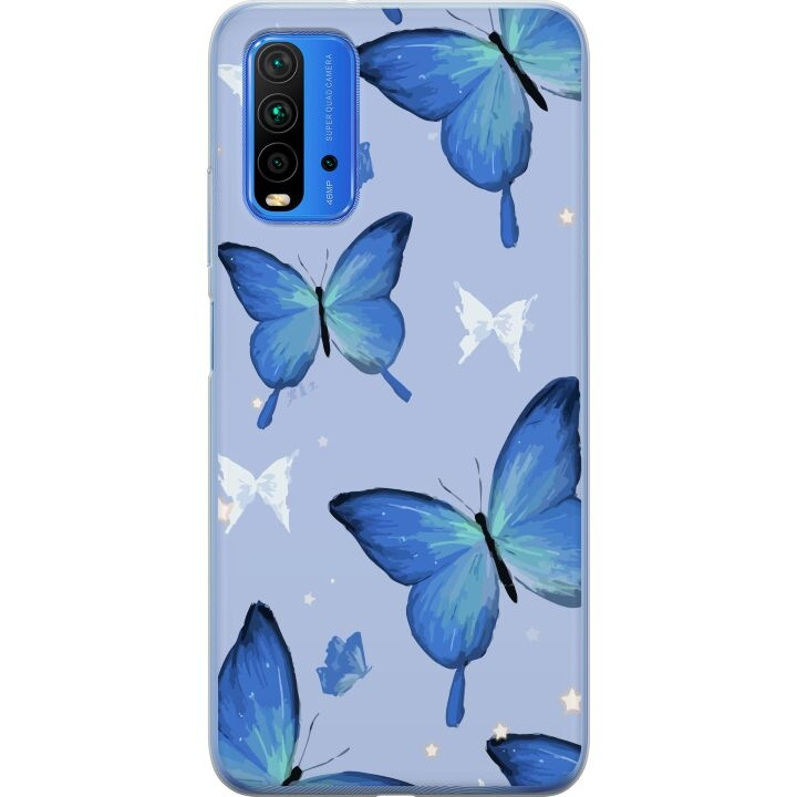 Mobilskal till Xiaomi Redmi 9T med Blå fjärillar motiv i gruppen SMARTPHONE & SURFPLATTOR / Mobilskydd / Xiaomi hos TP E-commerce Nordic AB (A65859)