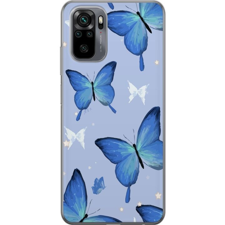 Mobilskal till Xiaomi Redmi Note 10 med Blå fjärillar motiv i gruppen SMARTPHONE & SURFPLATTOR / Mobilskydd / Xiaomi hos TP E-commerce Nordic AB (A65913)