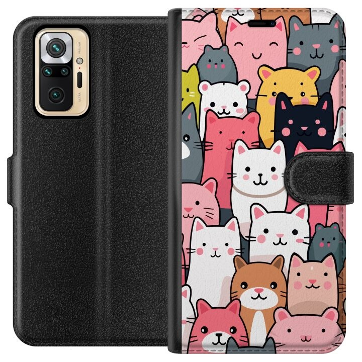 Plånboksfodral till Xiaomi Redmi Note 10 Pro med Kattmönster motiv i gruppen SMARTPHONE & SURFPLATTOR / Mobilskydd / Xiaomi hos TP E-commerce Nordic AB (A65959)