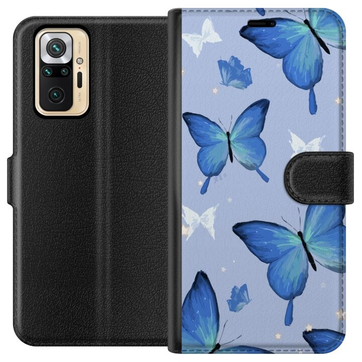 Plånboksfodral till Xiaomi Redmi Note 10 Pro med Blå fjärillar motiv i gruppen SMARTPHONE & SURFPLATTOR / Mobilskydd / Xiaomi hos TP E-commerce Nordic AB (A65967)