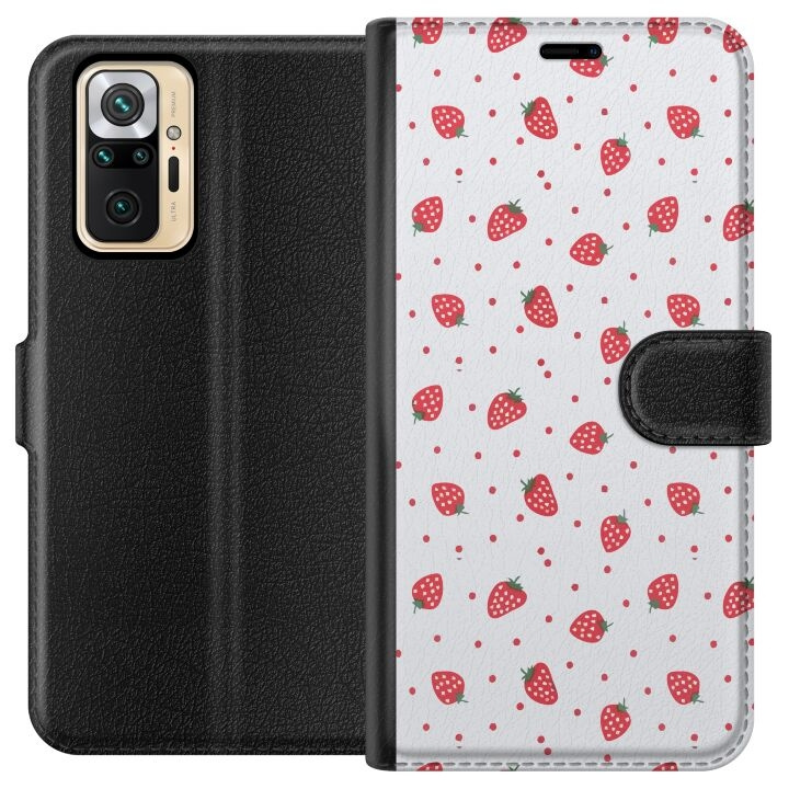 Plånboksfodral till Xiaomi Redmi Note 10 Pro med Jordgubbar motiv i gruppen SMARTPHONE & SURFPLATTOR / Mobilskydd / Xiaomi hos TP E-commerce Nordic AB (A65968)