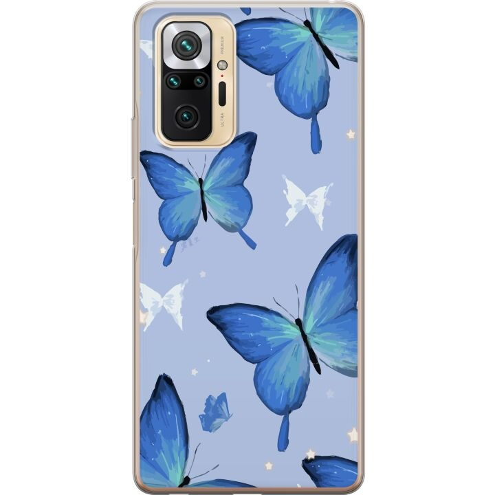 Mobilskal till Xiaomi Redmi Note 10 Pro med Blå fjärillar motiv i gruppen SMARTPHONE & SURFPLATTOR / Mobilskydd / Xiaomi hos TP E-commerce Nordic AB (A65994)