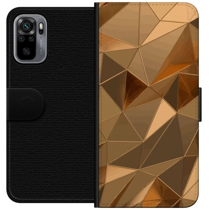 Plånboksfodral till Xiaomi Redmi Note 10S med 3D Guld motiv i gruppen SMARTPHONE & SURFPLATTOR / Mobilskydd / Xiaomi hos TP E-commerce Nordic AB (A66029)