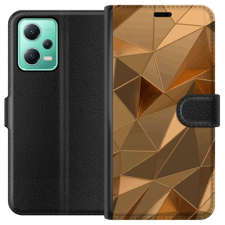 Plånboksfodral till Xiaomi Redmi Note 12 med 3D Guld motiv i gruppen SMARTPHONE & SURFPLATTOR / Mobilskydd / Xiaomi hos TP E-commerce Nordic AB (A66245)