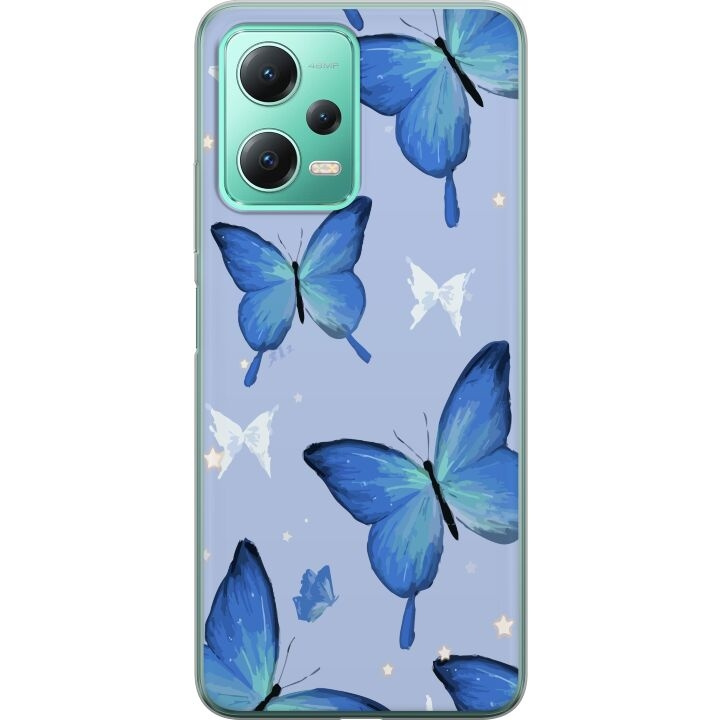 Mobilskal till Xiaomi Redmi Note 12 med Blå fjärillar motiv i gruppen SMARTPHONE & SURFPLATTOR / Mobilskydd / Xiaomi hos TP E-commerce Nordic AB (A66264)