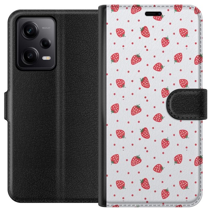Plånboksfodral till Xiaomi Redmi Note 12 Pro med Jordgubbar motiv i gruppen SMARTPHONE & SURFPLATTOR / Mobilskydd / Xiaomi hos TP E-commerce Nordic AB (A66292)