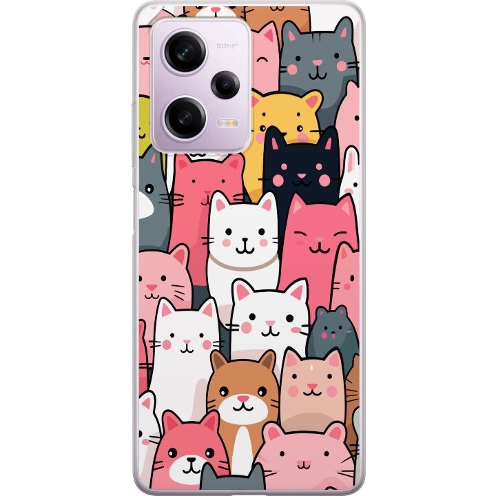 Mobilskal till Xiaomi Redmi Note 12 Pro med Kattmönster motiv i gruppen SMARTPHONE & SURFPLATTOR / Mobilskydd / Xiaomi hos TP E-commerce Nordic AB (A66310)