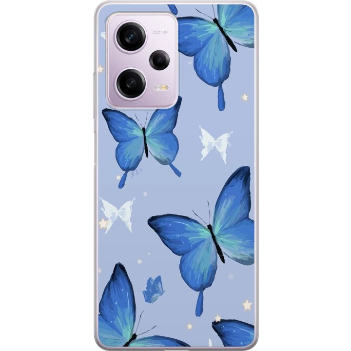 Mobilskal till Xiaomi Redmi Note 12 Pro med Blå fjärillar motiv i gruppen SMARTPHONE & SURFPLATTOR / Mobilskydd / Xiaomi hos TP E-commerce Nordic AB (A66318)