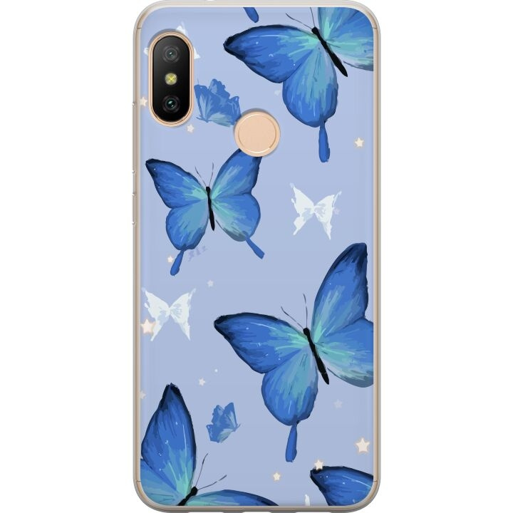 Mobilskal till Xiaomi Redmi 6 Pro med Blå fjärillar motiv i gruppen SMARTPHONE & SURFPLATTOR / Mobilskydd / Xiaomi hos TP E-commerce Nordic AB (A66453)
