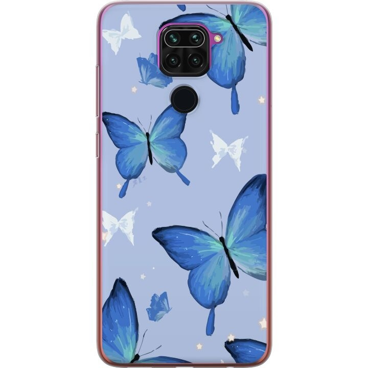Mobilskal till Xiaomi Redmi Note 9 med Blå fjärillar motiv i gruppen SMARTPHONE & SURFPLATTOR / Mobilskydd / Xiaomi hos TP E-commerce Nordic AB (A66588)