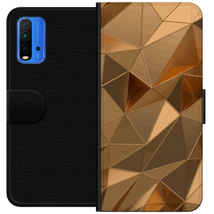 Plånboksfodral till Xiaomi Redmi Note 9 4G med 3D Guld motiv i gruppen SMARTPHONE & SURFPLATTOR / Mobilskydd / Xiaomi hos TP E-commerce Nordic AB (A66623)