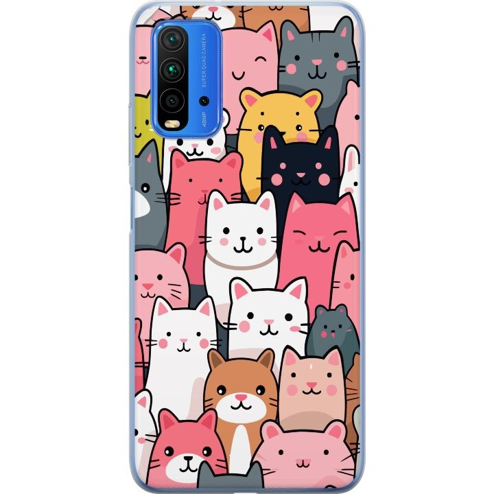 Mobilskal till Xiaomi Redmi Note 9 4G med Kattmönster motiv i gruppen SMARTPHONE & SURFPLATTOR / Mobilskydd / Xiaomi hos TP E-commerce Nordic AB (A66634)